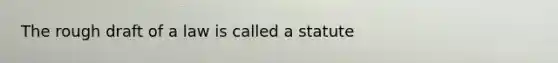 The rough draft of a law is called a statute