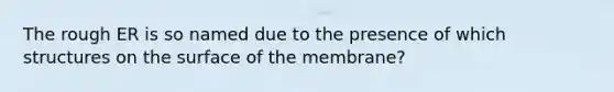 The rough ER is so named due to the presence of which structures on the surface of the membrane?