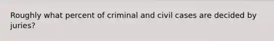 Roughly what percent of criminal and civil cases are decided by juries?