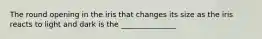 The round opening in the iris that changes its size as the iris reacts to light and dark is the _______________