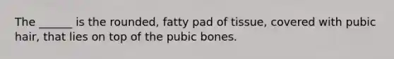 The ______ is the rounded, fatty pad of tissue, covered with pubic hair, that lies on top of the pubic bones.