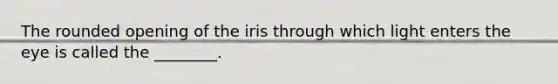 The rounded opening of the iris through which light enters the eye is called the ________.