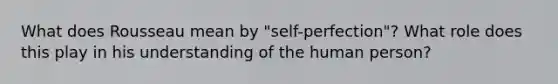 What does Rousseau mean by "self-perfection"? What role does this play in his understanding of the human person?