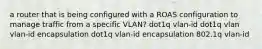 a router that is being configured with a ROAS configuration to manage traffic from a specific VLAN? dot1q vlan-id dot1q vlan vlan-id encapsulation dot1q vlan-id encapsulation 802.1q vlan-id