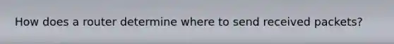 How does a router determine where to send received packets?