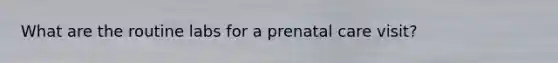 What are the routine labs for a prenatal care visit?