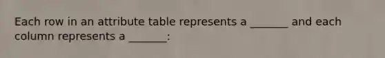 Each row in an attribute table represents a _______ and each column represents a _______: