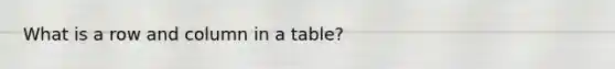 What is a row and column in a table?