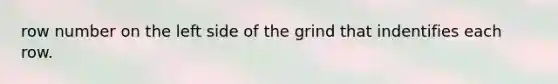 row number on the left side of the grind that indentifies each row.