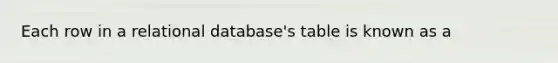 Each row in a relational database's table is known as a