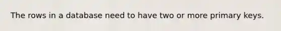 The rows in a database need to have two or more primary keys.