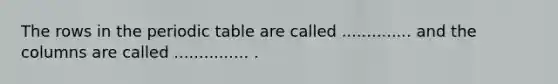 The rows in <a href='https://www.questionai.com/knowledge/kIrBULvFQz-the-periodic-table' class='anchor-knowledge'>the periodic table</a> are called .............. and the columns are called ............... .
