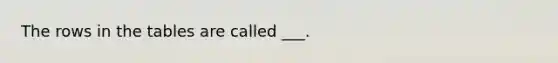 The rows in the tables are called ___.