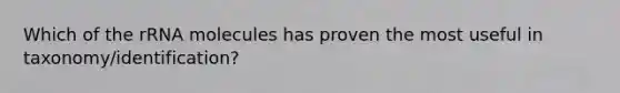 Which of the rRNA molecules has proven the most useful in taxonomy/identification?