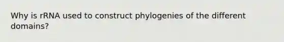 Why is rRNA used to construct phylogenies of the different domains?