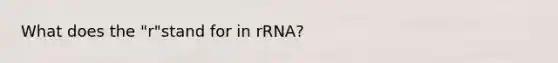 What does the "r"stand for in rRNA?