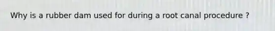 Why is a rubber dam used for during a root canal procedure ?