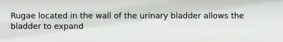 Rugae located in the wall of the urinary bladder allows the bladder to expand