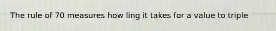 The rule of 70 measures how ling it takes for a value to triple