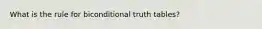 What is the rule for biconditional truth tables?