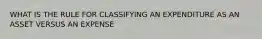 WHAT IS THE RULE FOR CLASSIFYING AN EXPENDITURE AS AN ASSET VERSUS AN EXPENSE