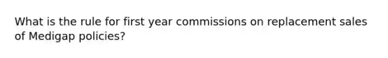 What is the rule for first year commissions on replacement sales of Medigap policies?