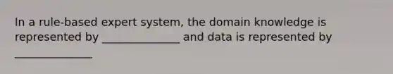 In a rule-based expert system, the domain knowledge is represented by ______________ and data is represented by ______________