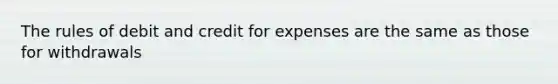 The rules of debit and credit for expenses are the same as those for withdrawals