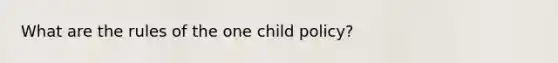 What are the rules of the one child policy?