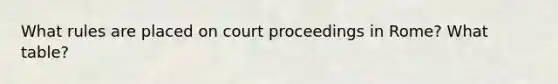 What rules are placed on court proceedings in Rome? What table?