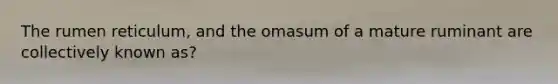 The rumen reticulum, and the omasum of a mature ruminant are collectively known as?