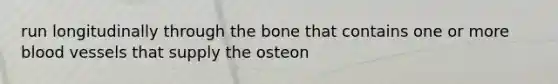 run longitudinally through the bone that contains one or more blood vessels that supply the osteon