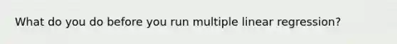 What do you do before you run multiple linear regression?