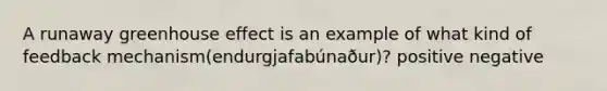 A runaway greenhouse effect is an example of what kind of feedback mechanism(endurgjafabúnaður)? positive negative