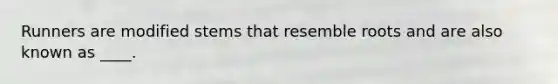 Runners are modified stems that resemble roots and are also known as ____.
