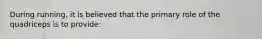 During running, it is believed that the primary role of the quadriceps is to provide: