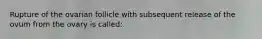 Rupture of the ovarian follicle with subsequent release of the ovum from the ovary is called: