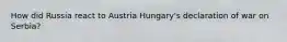 How did Russia react to Austria Hungary's declaration of war on Serbia?