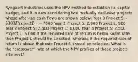 Ryngaert Industries uses the NPV method to establish its capital budget, and it is now considering two mutually exclusive projects whose after-tax cash flows are shown below: Year 0 Project S: -5000 Project L: -7000 Year 1 Project S: 2,000 Project L: 900 Year 2 Project S: 2,500 Project L: 4,000 Year 3 Project S: 2,500 Project L: 5,000 If the required rate of return is below some rate, then Project L should be selected, whereas if the required rate of return is above that rate Project S should be selected. What is the "crossover" rate at which the NPV profiles of these projects intersect?