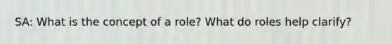 SA: What is the concept of a role? What do roles help clarify?