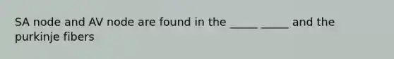 SA node and AV node are found in the _____ _____ and the purkinje fibers