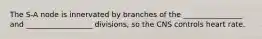 The S-A node is innervated by branches of the ________________ and __________________ divisions, so the CNS controls heart rate.