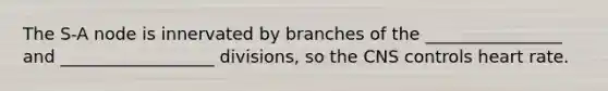 The S-A node is innervated by branches of the ________________ and __________________ divisions, so the CNS controls heart rate.