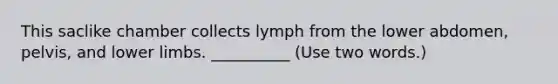 This saclike chamber collects lymph from the lower abdomen, pelvis, and lower limbs. __________ (Use two words.)