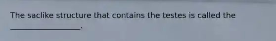 The saclike structure that contains the testes is called the __________________.