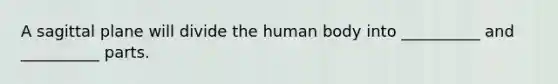 A sagittal plane will divide the human body into __________ and __________ parts.