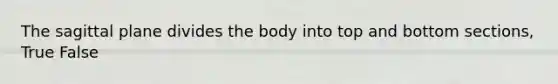 The sagittal plane divides the body into top and bottom sections, True False