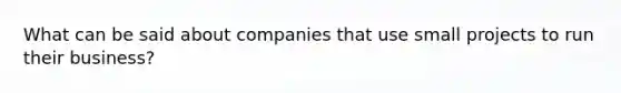 What can be said about companies that use small projects to run their business?