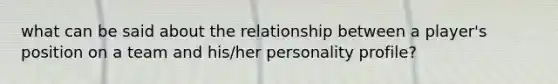 what can be said about the relationship between a player's position on a team and his/her personality profile?