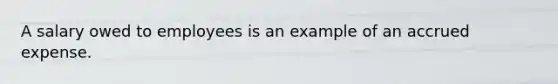 A salary owed to employees is an example of an accrued expense.